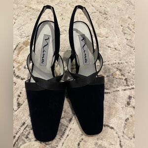 Nina black suede dressy heels